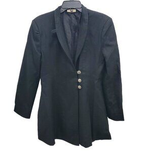 Coldwater Creek Women's Vintage Black Wool Blend Button Riding Coat‎ USA Made 6